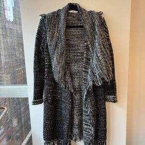 Vince Black and Gray Fringe Cardigan Sweater